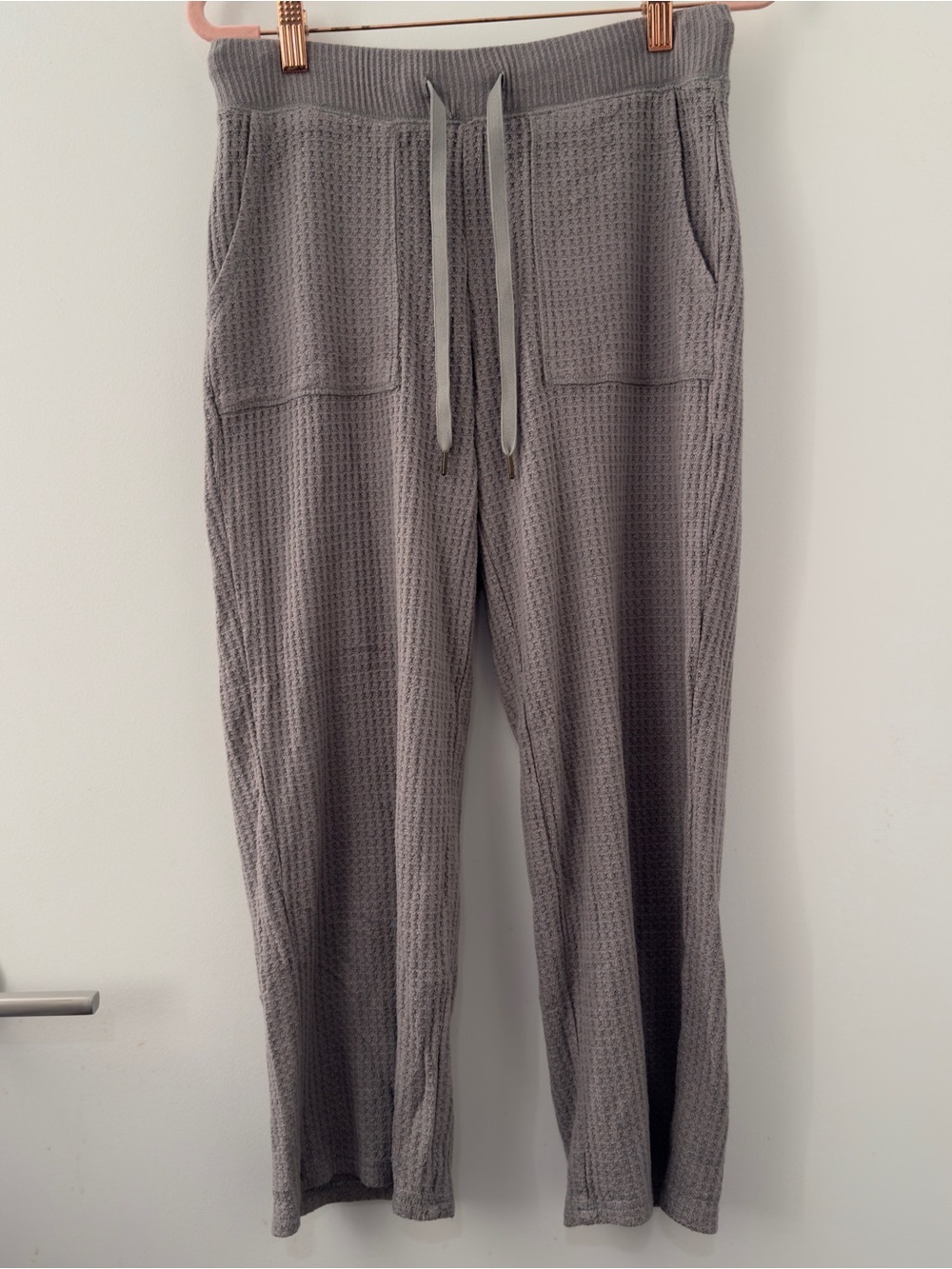 J.Crew Gray Waffle Knit Drawstring Pants Cropped Lounge Size Extra Small XS Grey